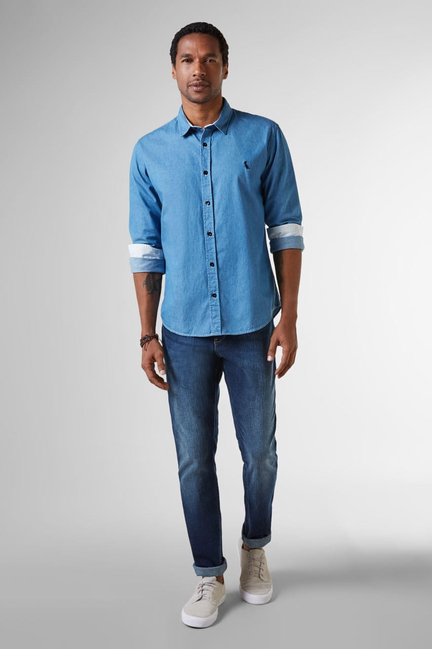 CAMISA JEANS PF REGULAR ML BALNEARIO B