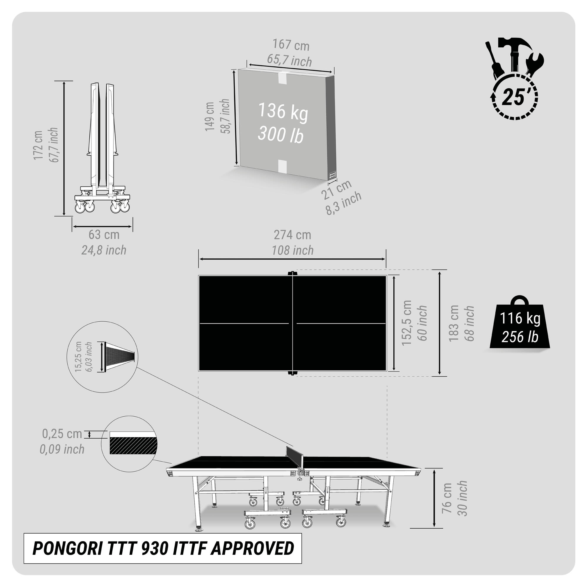 Encontraproduto.com.br - Mesa de tênis de mesa (ping pong) TTT 930 certificada ITTF com tampo preto