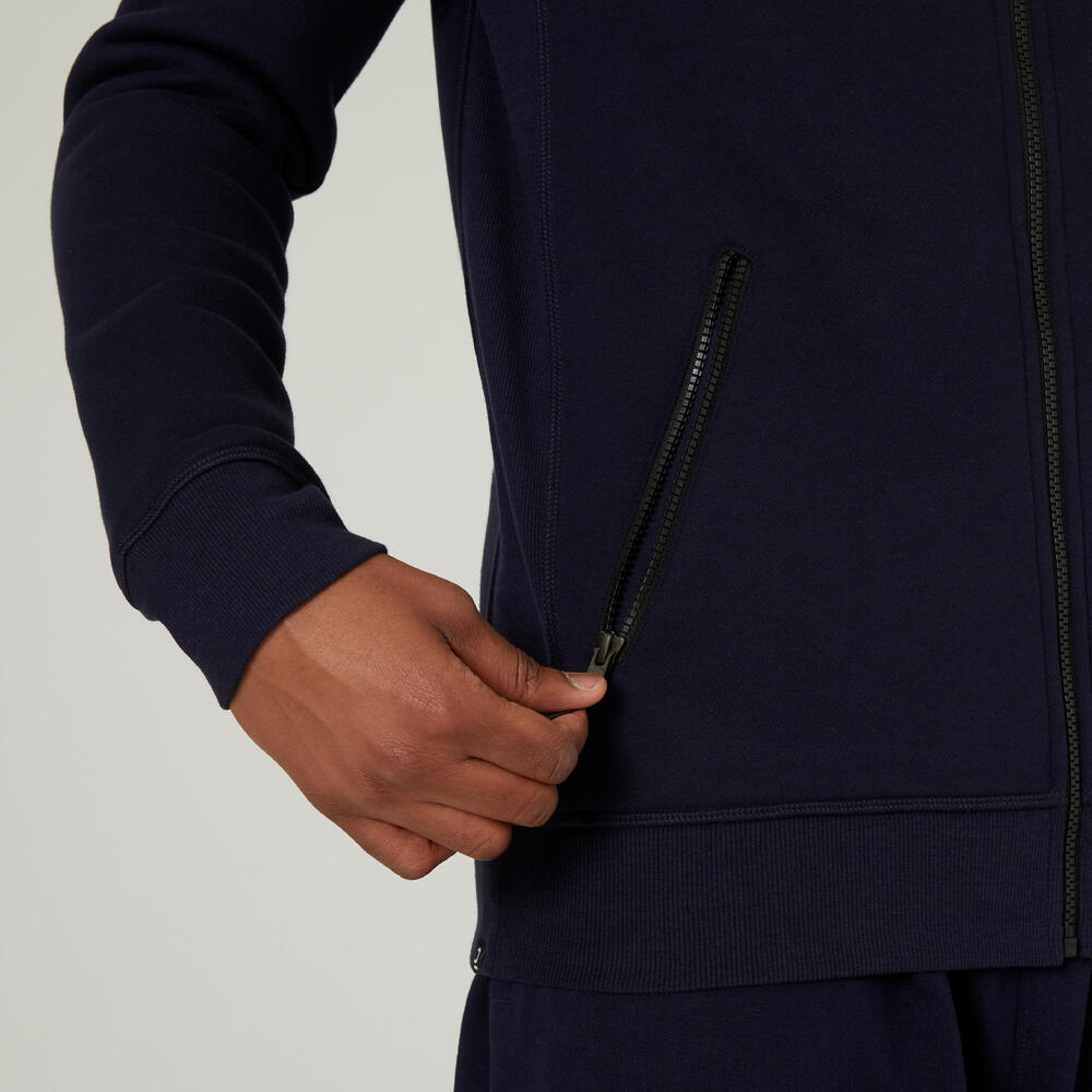Encontraproduto.com.br - Jaqueta Masculina de Pilates de Algodão com Capuz e Ziper Domyos