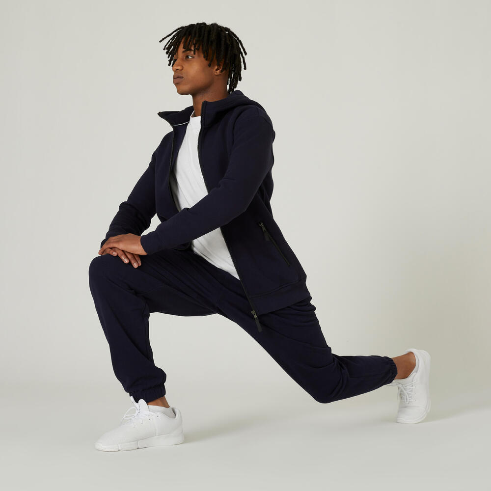 Encontraproduto.com.br - Jaqueta Masculina de Pilates de Algodão com Capuz e Ziper Domyos