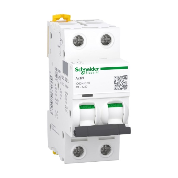 Disjuntor 2P 20A C 20Ka 220V Acti9 Ic60N A9F74220 Schneider