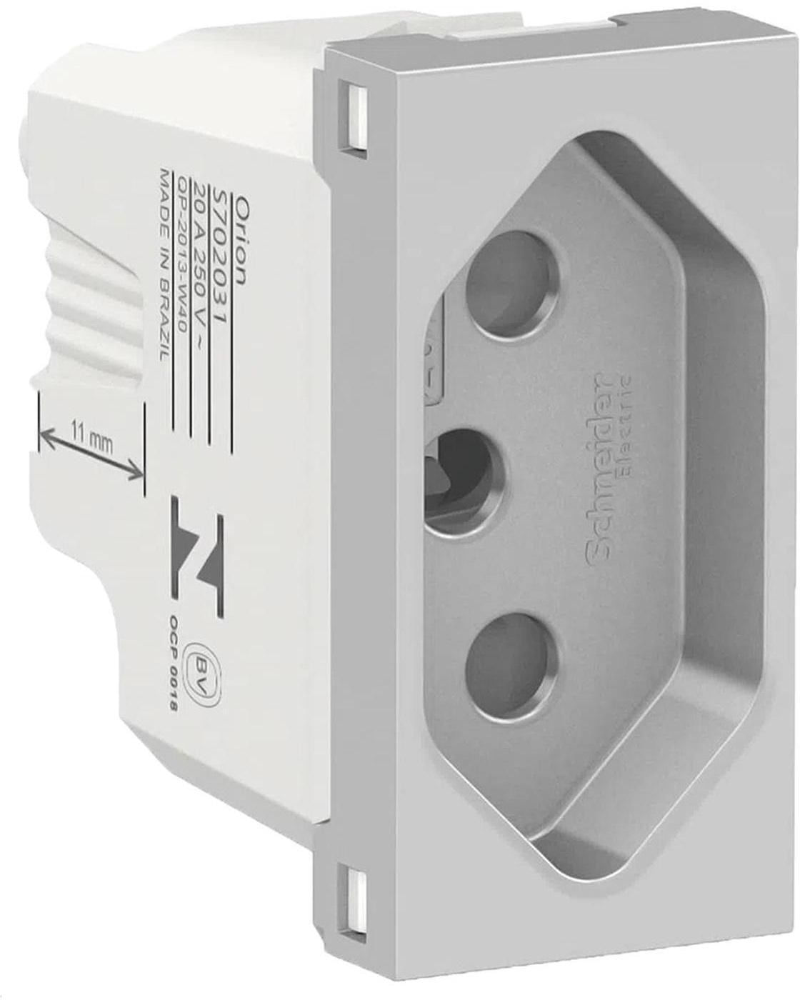 Encontraproduto.com.br - Módulo Tomada Schneider Orion 2P+T 20A Alumínio