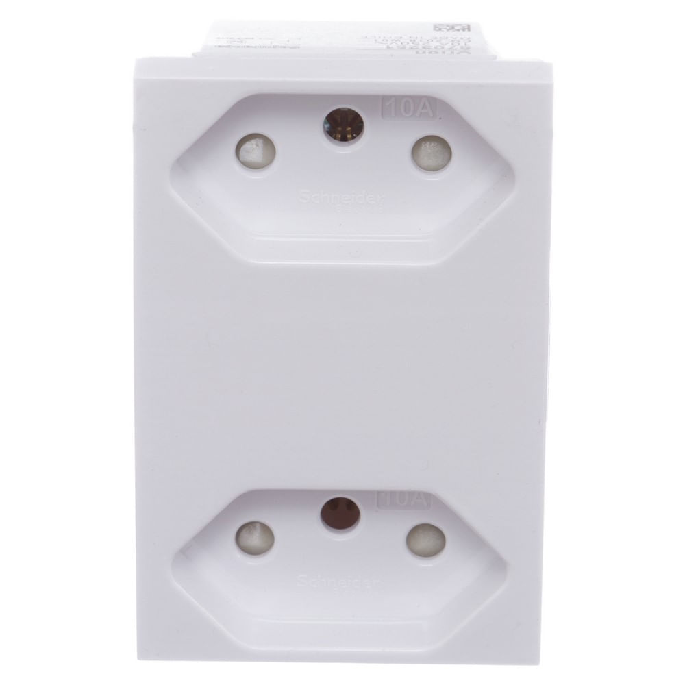 Encontraproduto.com.br - Módulo Tomada Dupla 2P+T 10A 250V Pb S70325104 Branco 1 Módulo Com Borne Orion Schneider