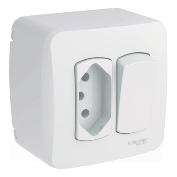Encontraproduto.com.br - Conjunto Miluz Sobrepor 1 Inter Simples + 1 Tomada 10a Schneider