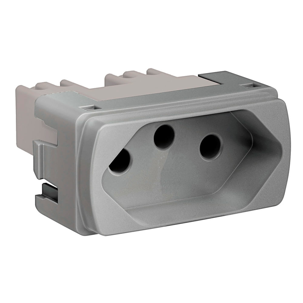 Encontraproduto.com.br - Módulo Tomada 2P+T 10A-250V Pb Alumínio Miluz S3B70342 Schneider