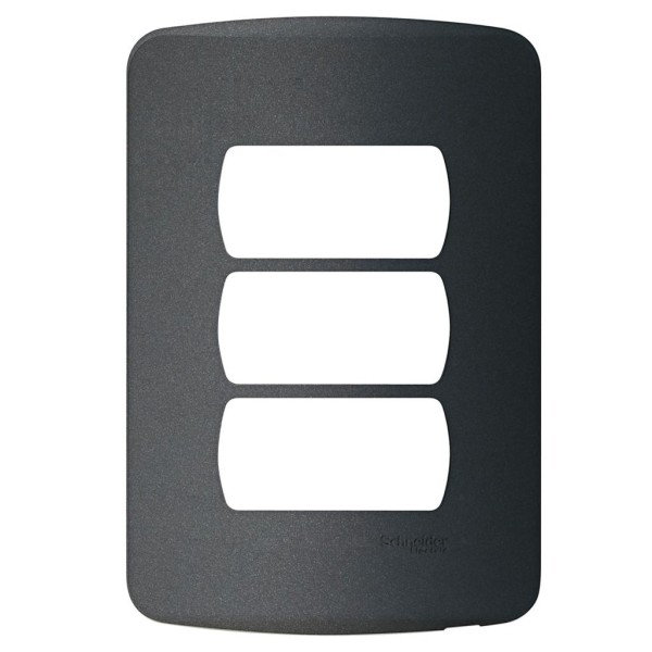 Encontraproduto.com.br - Placa 4X2 Para 3 Módulos Com Suporte Grafite Miluz S3B77131 Schneider