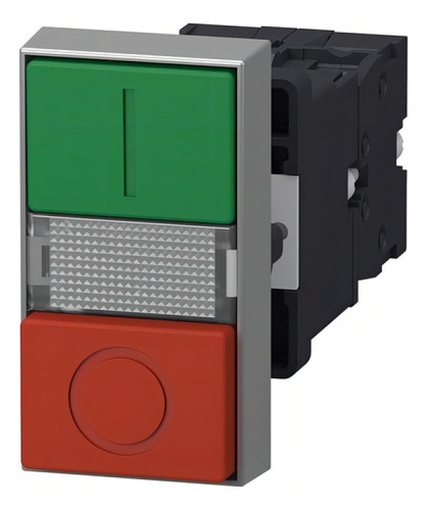Encontraproduto.com.br - Botão Duplo Plástico 22mm 24V 1NA+1NF Verde e Vermelho XA2EW7L3741B5 Schneider