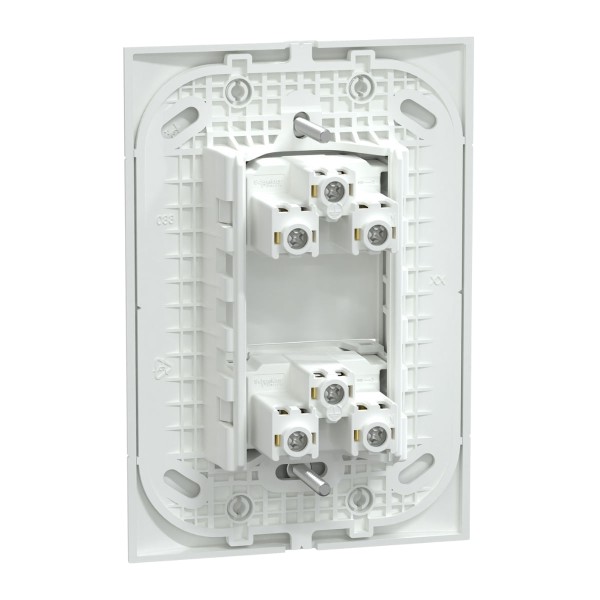 Encontraproduto.com.br - Conjunto Montado Tomada Dupla 2P+T 10A-250V Pb Branco Brilhante S412100 Lunare Up Schneider