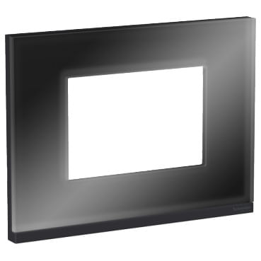 Encontraproduto.com.br - Placa 4x2 3 Módulos Gr Dark Glass Horizontal Orion Class Schneider
