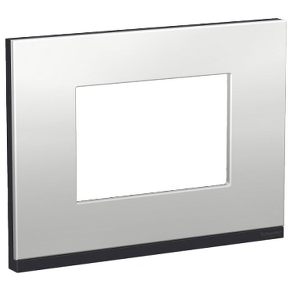 Encontraproduto.com.br - Placa 4X2 Para 3 Módulos Horizontais Com Suporte Grafite E Aluminío Metal Orion Schneider