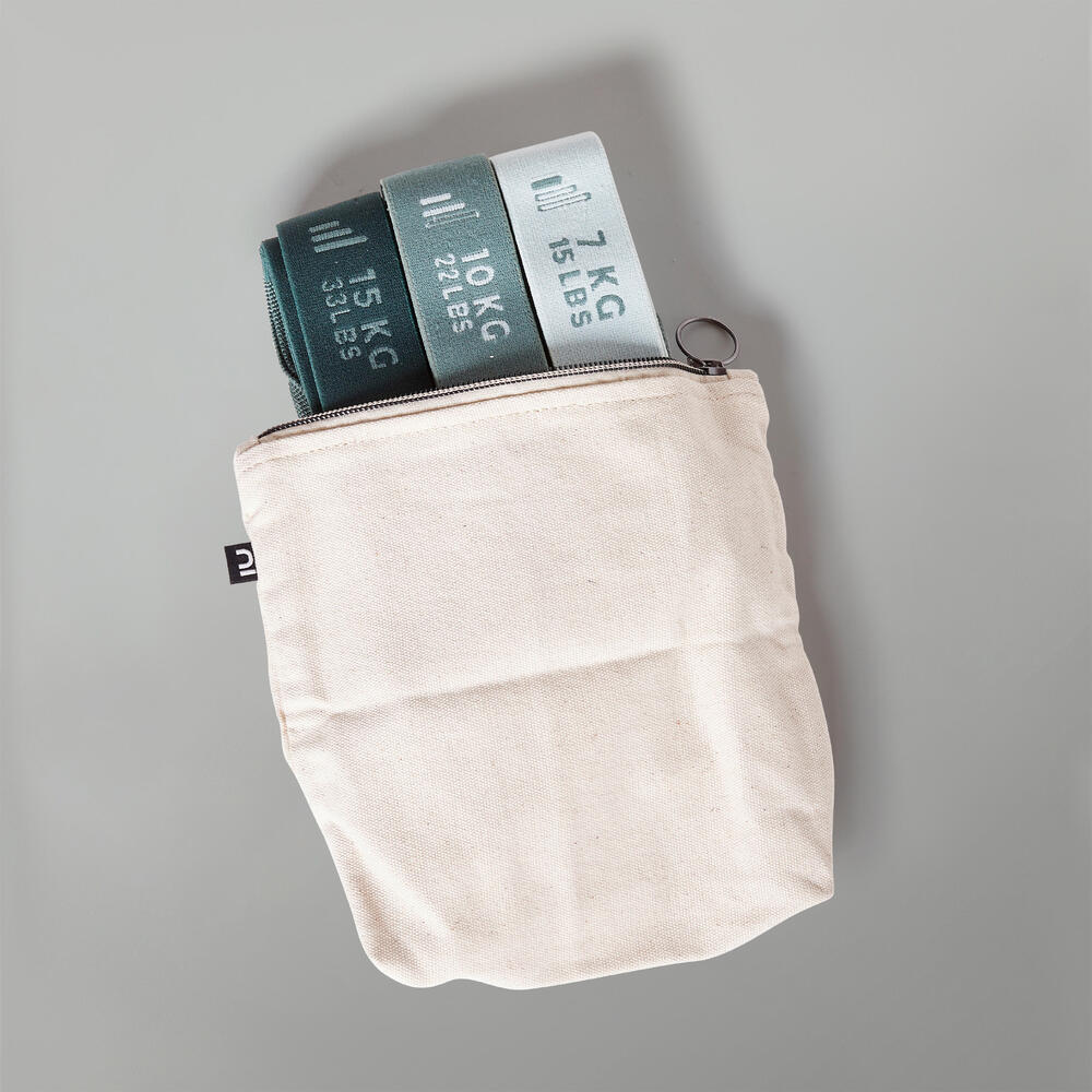 Encontraproduto.com.br - Kit de Bandas Elásticas Pilates com 3 peças Toneband 7kg 10kg 15kg Domyos