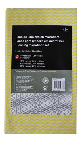 Encontraproduto.com.br - Conjunto de Panos Multiuso Carrefour Home Cores Sortidas 5 Unidades HO39303