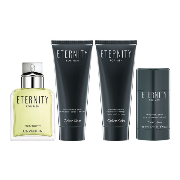 Encontraproduto.com.br - Kit Perfume Calvin Klein Eternity For Men Eau de Toilette Masculino 100 ml + Gel De Banho 100 ml +  Pós-Barba 100 ml + Desodorante 75 ml