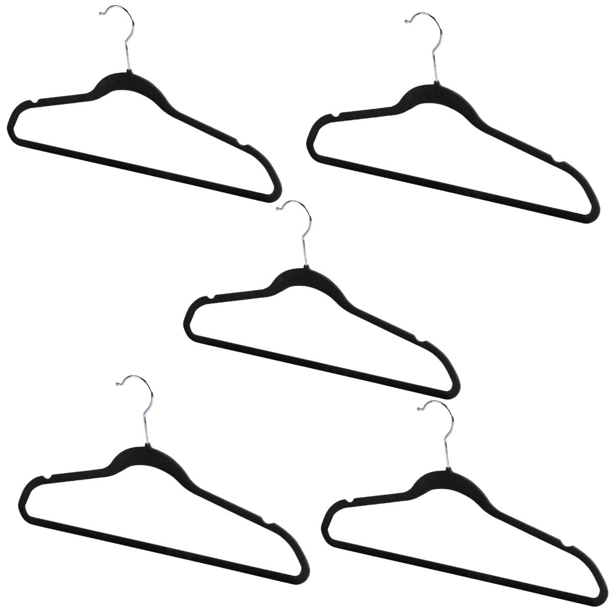 Encontraproduto.com.br - Conjunto de Cabides para Roupas em Veludo Carrefour HO226845 Preto com 5 Peças