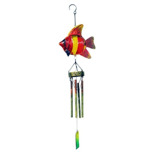 Encontraproduto.com.br - Sino Ventos Tradicional Peixe Colorido Aluminio Vermelho