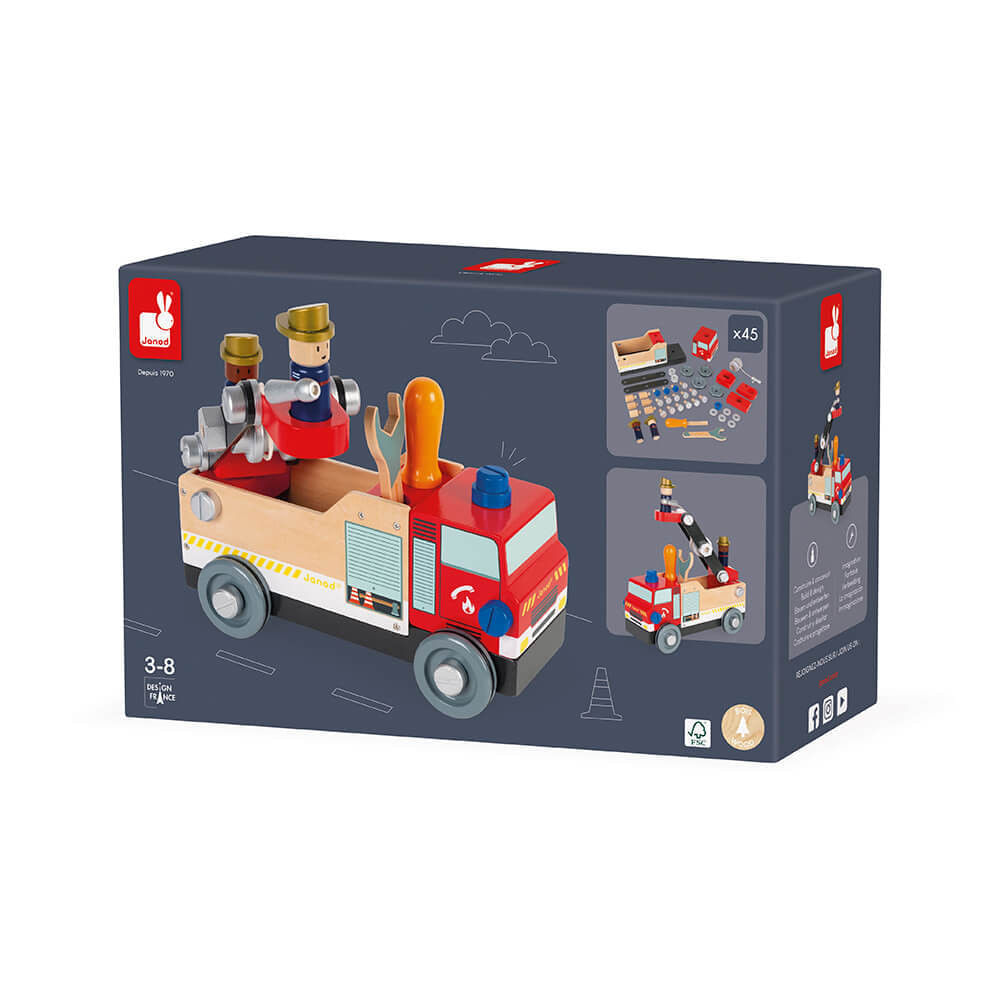 Encontraproduto.com.br - Caminhão De Bombeiros - De Madeira - Janod