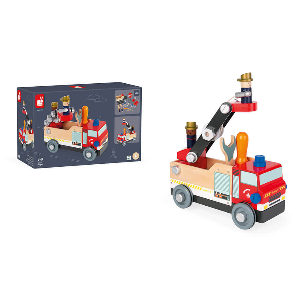 Encontraproduto.com.br - Caminhão De Bombeiros - De Madeira - Janod