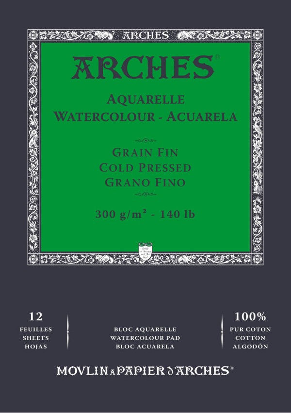 Bloco Aquarela 300 g/m²  Fine 23 x 31 cm com 12 Folhas Arches