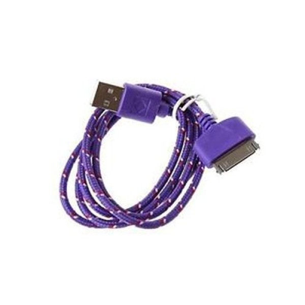 Encontraproduto.com.br - Cabo de Dados USB para iPhone 4 iPad iPod NYLON 2 Metros Roxo Compativel