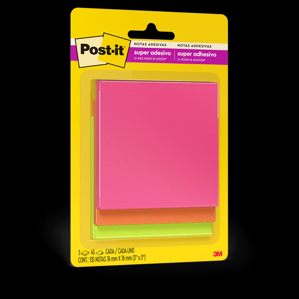 Encontraproduto.com.br - Bloco de Notas Adesivas Post-it 76mm x 76mm 3 Unidades