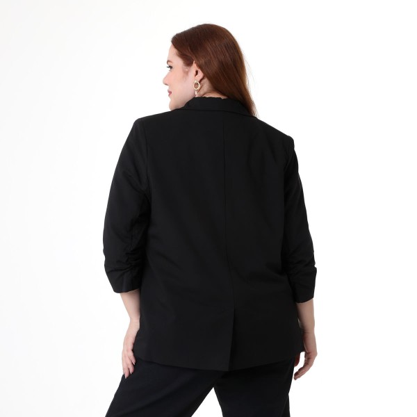 Encontraproduto.com.br - Blazer Franzida Preto - Viva Plus