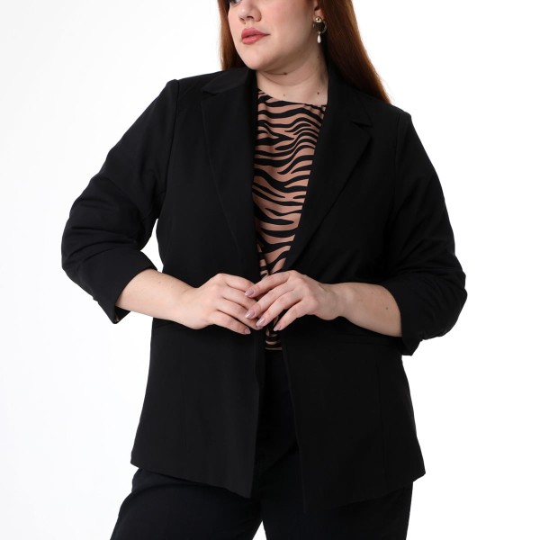 Encontraproduto.com.br - Blazer Franzida Preto - Viva Plus