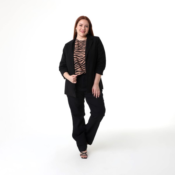 Encontraproduto.com.br - Blazer Franzida Preto - Viva Plus