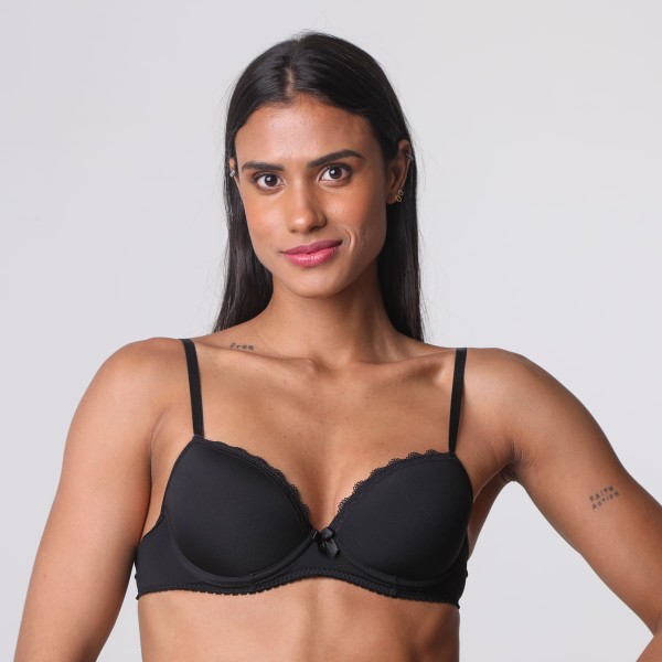 Encontraproduto.com.br - Sutiã Preto Microfibra Renda