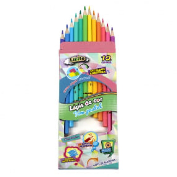 Lápis de Cor Tons Pastel 12 Cores - LYKE