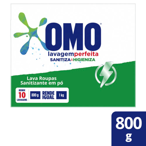Encontraproduto.com.br - Lava-Roupas em Pó com Ativo Concentrado Omo Lavagem Perfeita Sanitiza & Higieniza Caixa 800g Preço Econômico
