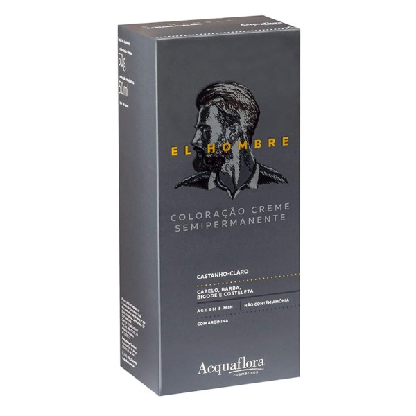 Encontraproduto.com.br - Kit Coloração Creme Semipermanente El Hombre Castanho Claro Acquaflora