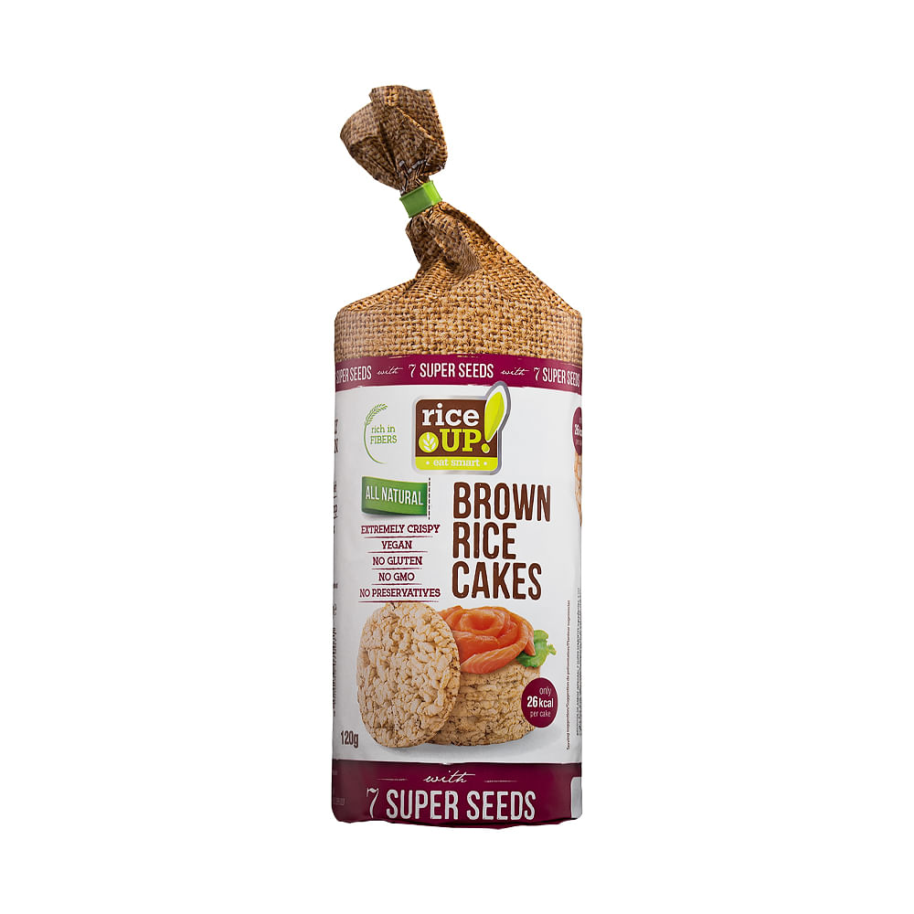 Biscoito De Arroz Integral 7 Grãos Vegano Sem Glúten Rice Up 120g