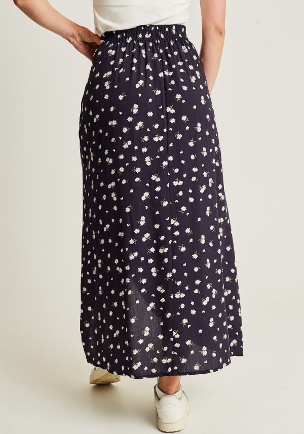 Encontraproduto.com.br - Saia midi floral preto gang feminina