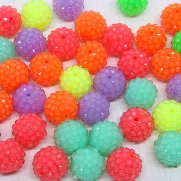 Encontraproduto.com.br - BOLA STRASS TIE DYE PASSANTE 16MM EM RESINA COM 50 PEÇAS