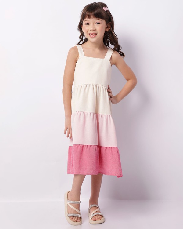 Encontraproduto.com.br - Vestido Infantil Midi Três Marias Com Zíper Off White