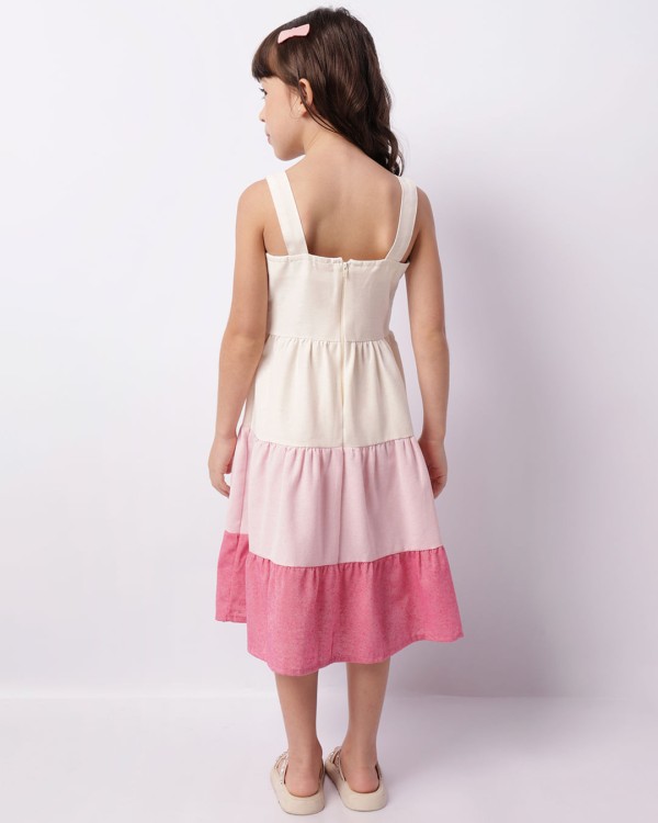 Encontraproduto.com.br - Vestido Infantil Midi Três Marias Com Zíper Off White