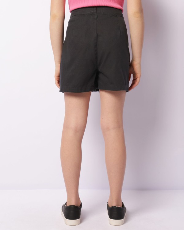Encontraproduto.com.br - Short Saia Juvenil Sarja Curto Bolso Cargo Preto