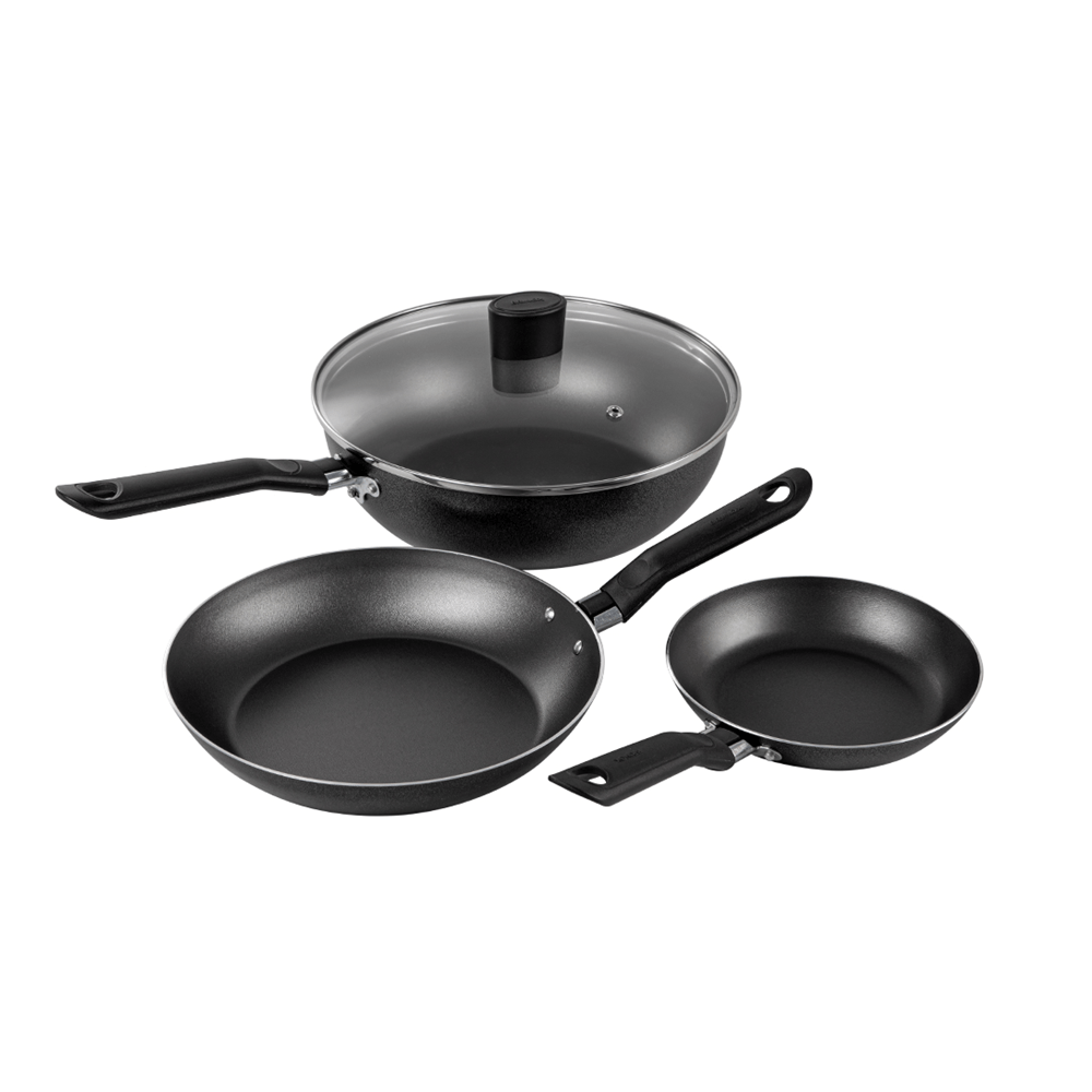 Kit Frigideiras E Wok Fun Preto 3 Peças - Brinox