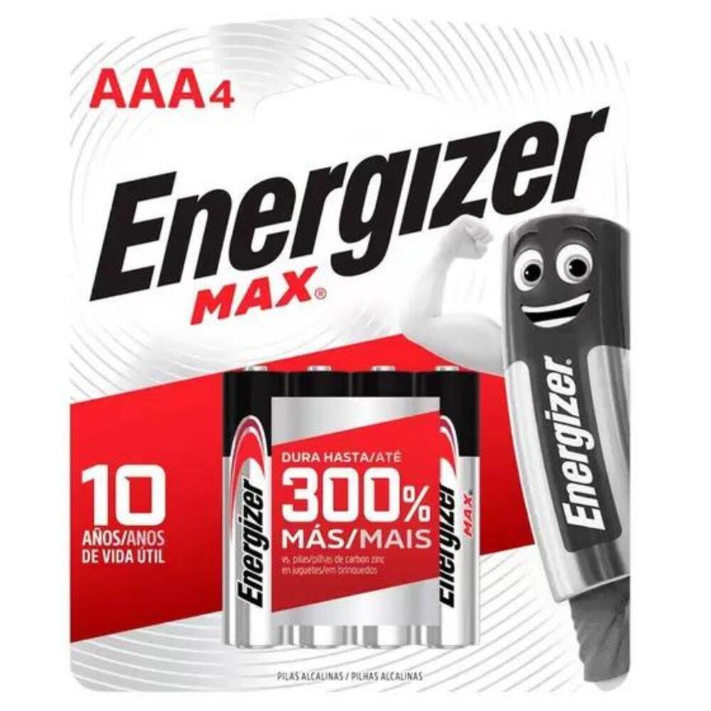 Encontraproduto.com.br - Pilhas Alcalinas - LR03 Palito - AAA - Cartela com 4 Unidades - Energizer Max