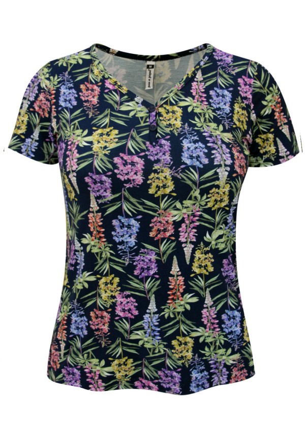 Blusa Estampada Azul Marinho | Pau a Pique