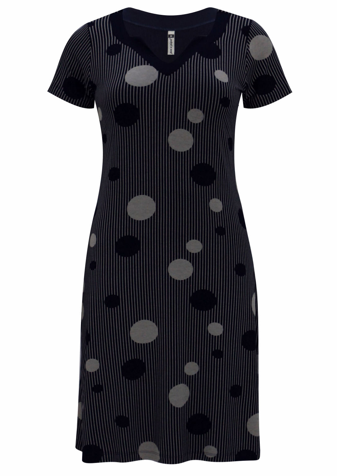 Vestido Listrado m/c Azul Marinho | Pau a Pique