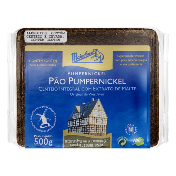 Encontraproduto.com.br - Pão de Centeio Integral Pumpernickel Com Extrato de Malte Meierbaer 500g