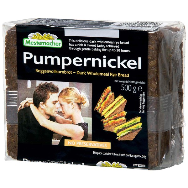 Encontraproduto.com.br - Pão de Centeio Integral Pumpernickel Com Extrato de Malte Meierbaer 500g