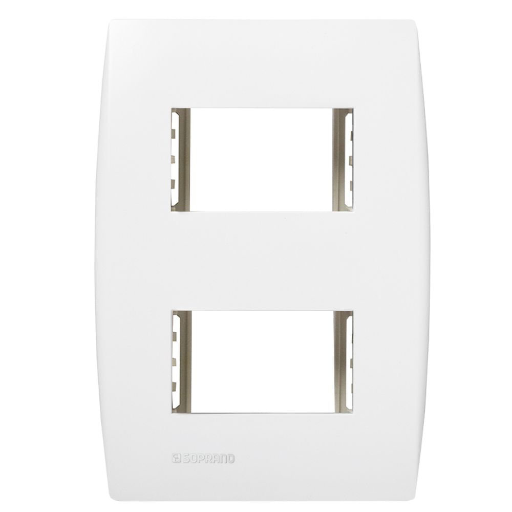 Encontraproduto.com.br - Conjunto Placa 2 Módulos Separados Com Suporte 4X2 Branco Ilus - Soprano