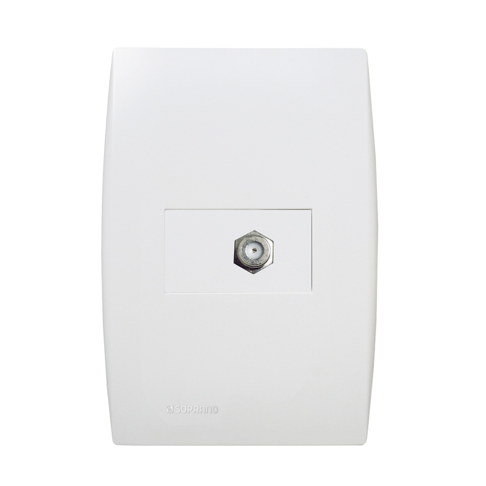 Encontraproduto.com.br - Conjunto 1 Tomada Cabo Coaxial Terminal 4X2 Branco Ilus - Soprano