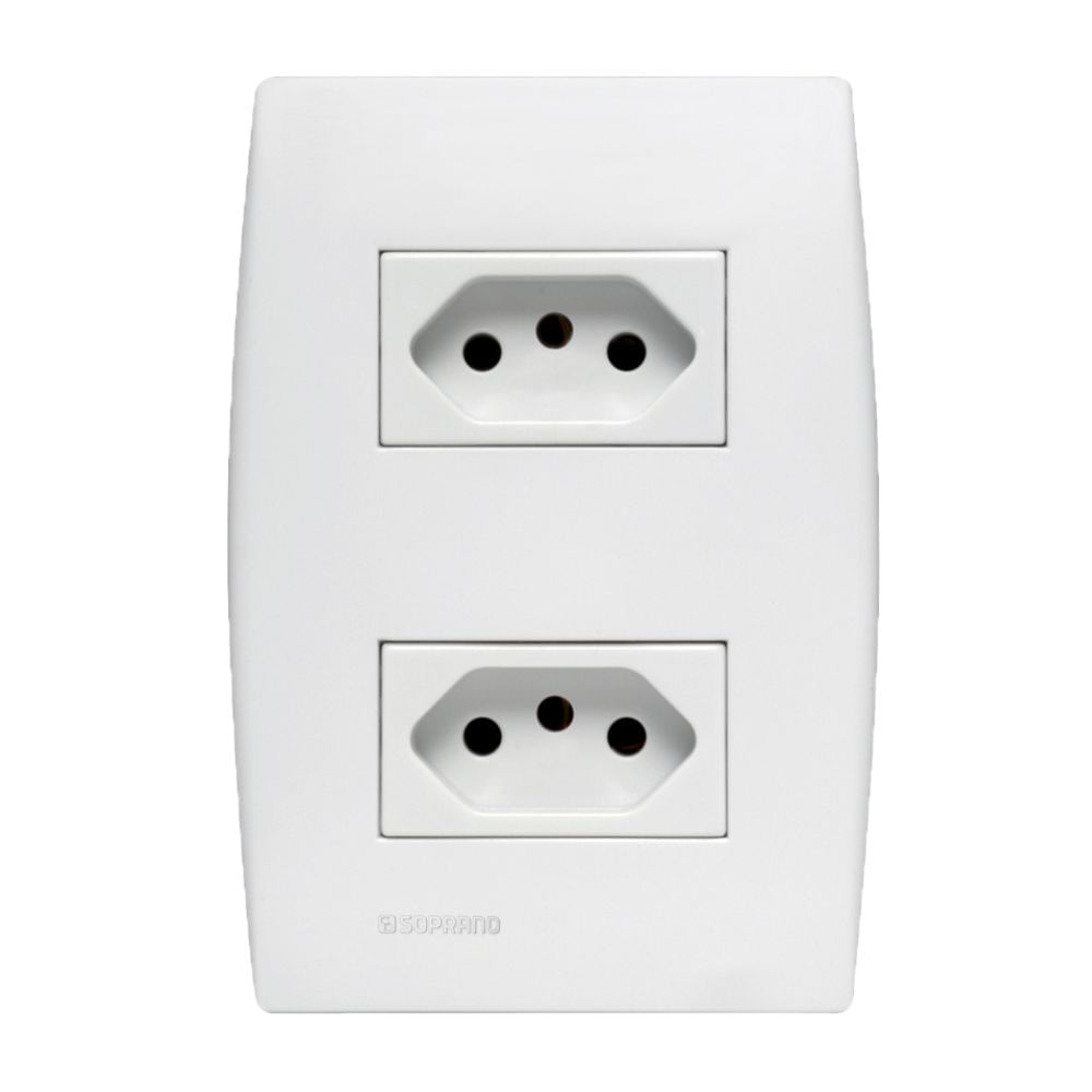 Conjunto 2 Tomadas 2p+T 10a Branco Ilus - 5ub99053 - Soprano