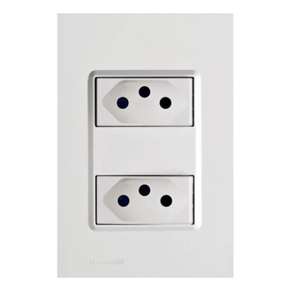 Encontraproduto.com.br - Conjunto 2 Tomadas 10A Branco Delta Mondo - Soprano
