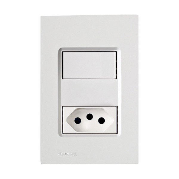 Encontraproduto.com.br - Conjunto 1 Int. Simples 16A + 1 Tomada 10A Branco Delta Mondo - Soprano