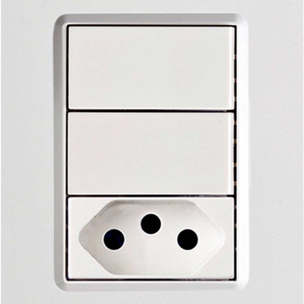 Encontraproduto.com.br - Conjunto 2 Int. Simples 16A + 1 Tomada 10A Branco Delta Mondo - Soprano
