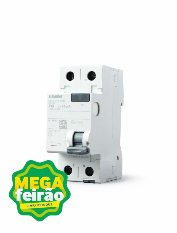 Encontraproduto.com.br - Interruptor Dr Fuga 2P 30Ma 25A Ac 5Sv5312-0Mb Siemens